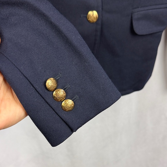 J. Crew Original Schoolboy Blazer Navy Blue Wool Blend Blazer - Size 0 - Picture 5 of 8